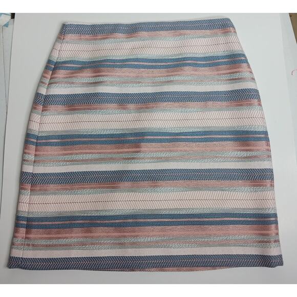 Loft Striped Multi Colored Pastel Shift Pencil Skirt Size 0 - Picture 2 of 7